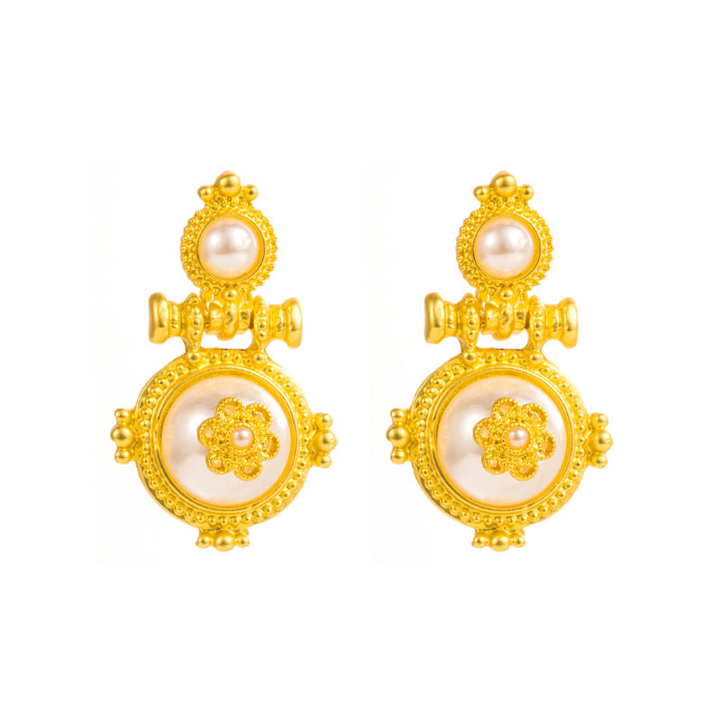 Wholesale Medieval Style Hollow Heart Rice Bead Earrings